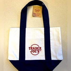 Brand New Trader Joe’s Mini Canvas Navy Tote Bag